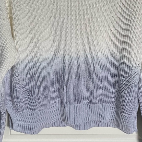 Ann Taylor dip dye ombré crewneck Sweater white blue 35811 - Picture 3 of 14
